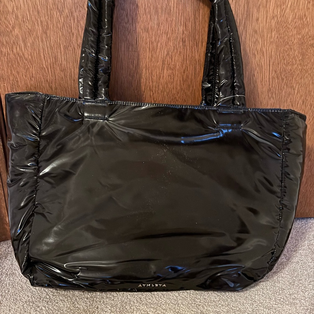 Athleta Black Quilted Tote Bag Water-Resistant
